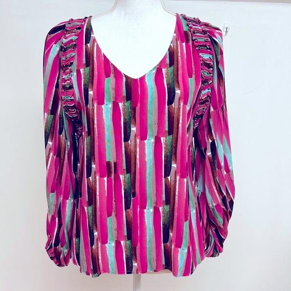 JODIFL Tops - JODIFL Boutique Striped Blouse Size M